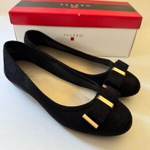 Pesaro Black Bernadette Flats with Gold Accents/9